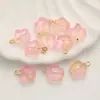 Colgante de Flor de Vidrio con Agujero Recto, Adorno de Flor de Cinco Pétalos, Cuentas Sueltas para Pulsera y Collar DIY, Materiales para Aretes con Borla Estilo Antiguo