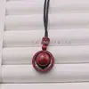 Anillo de Arena Dorada Púrpura y Cinabrio de Contenido Alto y Bajo Natural, Colgante de Cuenta Redonda, Collar con Anillo, Colgante Estilo Pareja, Estilo Moderno para Hombres y Mujeres