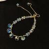 Pulsera Coreana Ins Super Flash de Cristal Colorido Electrochapada en Oro Real Estilo Frío Simple Pulsera de Novia Ajustable de Tirar