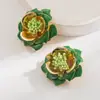 Brincos de Flores Artificiais Tridimensionais com Gotejamento de Óleo Estilo Coreano da Moda Heming para Mulheres, Estilo Boêmio, Brincos Versáteis de Nicho de Alta Qualidade