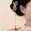Nuevo Pasador Clásico Estilo Chino Azul Quemado Tocado con Borla para Mujer Falda Hanfu Mamian Clip Lateral Accesorio para el Cabello Retro Cheongsam