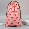 Bolsa de Almacenamiento para Ropa, Pantalones, Calcetines, con Cierre de Cordón, Rosa, Translúcida, Estilo Coreano Ins, Lindo, con Moño