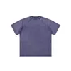 Camiseta Casual para Hombre de Algodón Puro con Mangas Raglán 260g Marca de Moda Urbana Retro Americana Lavada y Desgastada Manga Corta