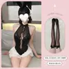 Lencería Sexy, Mono de Rejilla de Cuero Patentado de Chica Conejita con Tirantes, Frontal Abierto Sexy Ajustado Ropa Erótica para Mujeres