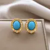 Ear cuff de borla con cuentas redondas de circón azul vintage aretes estilo retro francés joyería para orejas de lujo ligero sensación de alta gama
