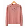 Moderna y elegante blusa de invierno gruesa y cálida de cuello medio para madres, suéter cálido versátil todo en uno de forro polar para mujeres de mediana edad y mayores