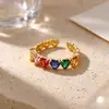 Anillo Abierto Estilo Europeo Abeja Mariposa de Circonita Colorida Chapado en Oro de 18K Ajustable para Mujer Anillo de Piedra de Color