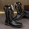 Botas Martin de Novo Estilo para Homens para Comércio Exterior, Novas Botas de Cavaleiro com Bico Redondo Europeias e Americanas, Galochas de Salto Baixo para Adultos de Tamanho Grande com Salto Grosso