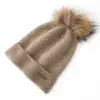 Gorro 100% Cachemir Puro Tejido Jacquard Moda Bola de Pompones Lana Otoño/Invierno Versátil Unisex Tejido Grueso