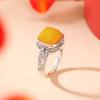 Yuebao Jewelry Anillo Cuadrado Xiangyun Vintage Viejo Nuevo Chino de Plata de Ley S925 con Patrón Irregular Martillado Anillo para el Dedo