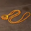 Collar con Colgante Rico de Flor de Floración Tallada con Esmalte de Color Petición del Templo Loto Borde Colgante Pequeño de Loto Drenaje Regalo