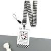Bonita funda deslizante para tarjeta de comida con diseño de panda de dibujos animados para estudiantes, para autobús, IC, metro, tarjeta de identificación, funda protectora con cordón, venta al por mayor en stock