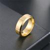 Anillo de Acero de Titanio de Moda Europea y Americana para Hombre, Diseño Personalizado, Ranura Horizontal en Forma de V, Anillo Popular para Parejas, Joyería de Mano Transfronteriza
