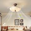 Lámpara Ventilador Silenciosa Estética Dinastía Song, Lámpara de Techo Potente e Invisible para Dormitorio, Nueva Lámpara de Tela Estilo Mid-Century para Comedor, Lámpara de Ventilador de Techo