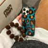 Funda de Teléfono Retro Marrón con Contraste de Estampado de Leopardo para Apple 16promax Pulsera de Cabello iPhone15 14 Personalidad 13 Coreano