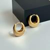 Simples fivela de orelha de metal escovado estilo coreano brincos high-end vento frio fosco brincos de anel liso