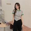 Top Corto Irregular de Algodón para Mujer Estilo Occidental Único Chic 2024 Verano Nuevo Moda Casual Camiseta de Manga Corta