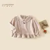 Moletom Feminino Outono 2026 Novo Estilo Crianças Super Fofo Estilo Primavera e Outono Bebê Menina Princesa Gola Boneca Top Roupa Infantil