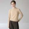 Suéter de cachemira de cuello medio alto, nuevo modelo de invierno 2026, camiseta básica de color liso para mujer, ajustado, suéter corto de punto suave