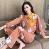 Pijama de Algodón Puro para Mujer, Pantalones de Manga Larga para Primavera y Otoño, Cárdigan Sexy, Encaje, Talla Grande, Nuevo Estilo 2026, Ropa de Casa, Conjunto para Primavera y Otoño