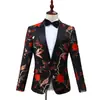 Nuevo Traje Negro Bordado de un Solo Botón para Hombre para Actuaciones en Escenario, Maestro de Ceremonias, Presentador, Atuendo de Performance, Corte Delgado