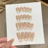 Qianfan [Favorito dos Fãs] Contas de Vidro Gradiente Olho de Gato Unhas Usáveis Feitas à Mão Manicure Média e Longa Patch de Unhas Postiças
