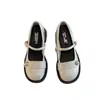 Nuevos zapatos de cuero para mujer estilo chino 2026 otoño nuevo zapatos de tacón bajo con tacones gruesos, tiras de perlas y punta redonda tacones altos