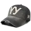 Boné de Baseball com Bordado de Letras Degradê Lavado Novo Vintage Transfronteiriço, Boné Simples e Versátil de Bico de Pato para Street Fashion