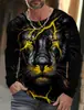 Soporta Dropshipping Multiplataforma, Venta Directa del Fabricante, Nueva Camiseta de Manga Larga para Hombre Estilo Europeo y Americano Impresión Digital Transfronteriza