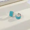 Pendientes Retro de Plata y Turquesa de Lujo Ligero, Modernos y Elegantes, Pendientes de Nicho de Gama Alta, Exquisitos y Versátiles Clips para Orejas y Accesorios para Orejas