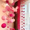 Set de Decoración de Habitación de Boda con Flores de Papel Crepé de Mariposa para la Boda de la Novia, Nueva Decoración Estilo Chino, Decoración de Pared de Fondo con Caracteres de Doble Felicidad