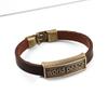Diseño de Moda Joyería Nueva Simple Letra Paz Mundial Pulsera de Cuero Vintage Pulsera Distintiva Europea y Americana
