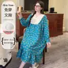 Pijamas de otoño nuevos en stock para mujer, camisón de algodón nube con encaje, cuello en V, jersey de manga larga con copas fijas, talla grande