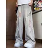 Jeans de mezclilla lavada estilo retro americano para hombre, pantalones de otoño de pierna recta, pantalones holgados de pierna ancha ligeramente acampanados de alta costura