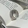 Anillo de Plata de Ley S925 con Circonita CNC Diseño de Nicho Estilo Mid-Century Vintage Elegante Lujo Accesible Anillo Abierto Ancho