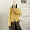Cardigan de tricô básico gola redonda estilo ins multicolor macio e amigo da pele suéter folgado preguiçoso peça de outer wear top para mulheres