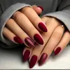 Moda Europea y Americana Estilo Ins Punta Redonda Uñas Almendra Otoño e Invierno Mate Moda Simple Rojo Oscuro Parches de Manicura Removibles 2