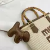 Bolso Cesta Tejido Estilo Bambú Color-Block Moda Primavera/Verano 2026, Bolso Cubo, Bolso de Mano, Bolso de Hombro, Bolso Cruzado para Mujer