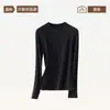 Liquidação: Camiseta Térmica Base Feminina, Novo Estilo Outono/Inverno 2026, Manga Longa, Forrada com Fleece, Caimento Regular nos Ombros, Versátil, Top Quente