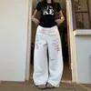 Pantalones casuales rectos de colores con estampado de letras estilo americano, unisex, pierna ancha holgada, hasta el suelo, pantalones deportivos versátiles