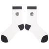 Calcetines de longitud media bordados con camelia y rosa, estilo japonés, dulces y cómodos, calcetines clásicos de rayas verticales en blanco y negro para primavera, verano, otoño e invierno