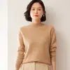 Outono e Inverno Novo Suéter de Caxemira Gola Alta Metade Caxemira Moda Feminina Interno Pulôver Clássico Solto Quente Camada Base