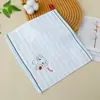 Toalha Quadrada Pequena de Algodão Puro com Bordado de Desenho Animado, Toalha Quadrada de Gaze para Bebês de Creche, Macia e Absorvente para Lavar o Rosto e Mãos