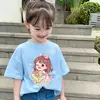 Camiseta de Manga Curta para Meninas Algodão Puro Roupa Infantil Roupa de Verão 2026 Nova Roupa Infantil de Verão Menininha Camisa de Manga Meia-Manga Top