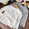 Camiseta de Manga Longa para Meninas Infantil Elegante Princesa Pulôver Top Bebê Outono Camisa Básica Nova Versátil Tendência