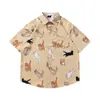 Camisetas de Manga Corta Divertidas con Dibujos Animados y Graffiti Estilo Hong Kong Veranieño para Hombres y Mujeres Estilo Dopamina Sueltas Dulces Florales Camisas Modernas