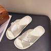 Nuevas Zapatillas de Casa de Moda de Verano para Mujer Hogar Nuevo Estilo Chino Bordado Estilo Chino Satén Planas Antideslizantes Silenciosas Sandalias