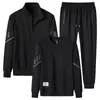 Conjunto de Ocio Deportivo para Hombre Primavera y Otoño Jóvenes y de Mediana Edad Chaqueta Cardigan de Manga Larga con Cuello Vertical Suéter de Cuello Redondo Conjunto de Tres Piezas Moderno