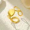 Venta Caliente Europea y Americana Estilo Retro Anillo de Onda Sonora de Barra Larga Geométrica de Acero de Titanio Acero Inoxidable Simple Anillo de Dedo
