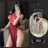 Lencería Sexy Disfraz de Secretaria Encaje Uniforme Tentación con Cordones Cuello Halter Conjunto de Camisón Sexy Diseño Sin Quitar